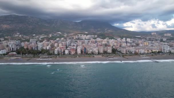 Drone Vidéo Montre Panorama Couper Souffle Une Ville Côtière Turque — Video