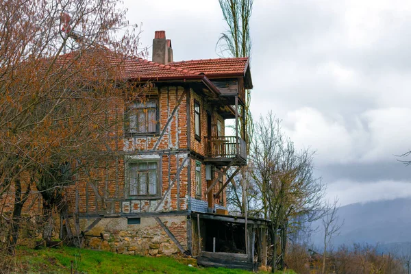 Photograph Anatolian Turkish House Captured View High Forest Landscape Black — Stock Photo, Image