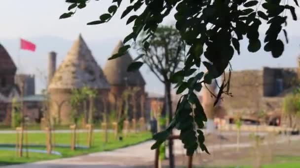 Erzurum Culture Route Project Bokeh Video Tre Gravar Seljuk Period — Stockvideo
