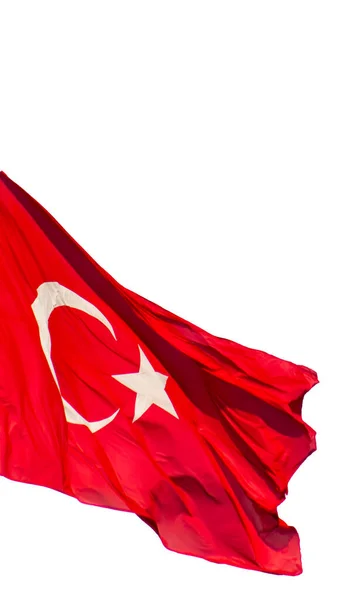 Eine Türkische Flagge Vor Weißem Hintergrund Social Media Banner Schwenkende — Stockfoto