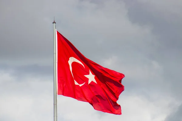 Bendera Turkish Dengan Latar Belakang Putih Spanduk Media Sosial Cerita — Stok Foto