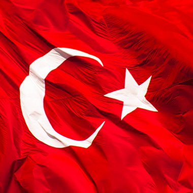 Kutlama ve özel gün için dalgalanan Türk bayrağı. Sosyal medya afişi, Türk Bayrağı, kare yazı. Uzayı kopyala Yüksek kalite fotoğraf
