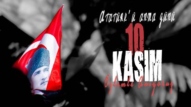 10 Kasim Ataturku Anma Gunu. Özlemle Anlaş. Çeviri 10 Kasım, Atatürk 'ün Anma Töreni. Özlemle Hatırlıyoruz. Yatay arkaplan. Yüksek kalite fotoğraf