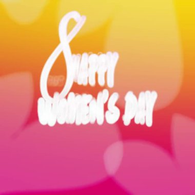 8 Mart Mutlu Kadınlar Günü. Soyut eğimli kırmızı turuncu ve pembe yumuşak renkli arka plan. 8 Mart Mutlu Kadınlar Günü metni. Yüksek kaliteli FullHD görüntüler