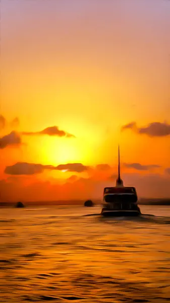 지평선으로 항해를 새로운 지평선과 가능성을 여행을 수채화 — 스톡 사진
