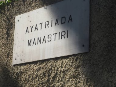 Ayatriada Manastiri veya İstanbul Adalarındaki Ayatriada Manastırı İşareti, miras ve ruhani huzuru simgeliyor. Yüksek kalite fotoğraf
