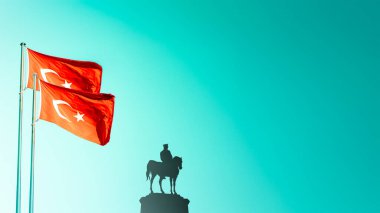 Türk Bayrağı yatay arkaplan ve Atatürk 'te 19 Mayıs, 23 Nisan ulusal bayramı.