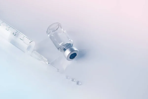 Glass Vial Syringe Injection Vaccination Beauty Therapy Concept — Stok fotoğraf
