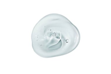 Beyaz arka planda serum jeli örneği izole edildi. Kozmetik şeffaf jel serumu dokusu.