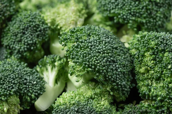 Broccoli Skiver Øverste Udsigt Closeup Friske Broccoli Kål Baggrund - Stock-foto