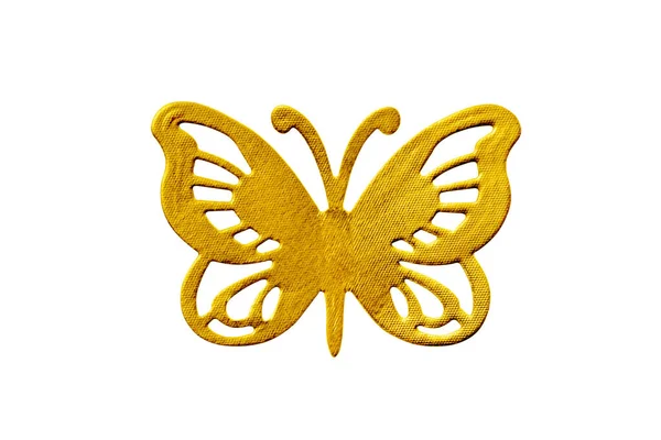 Золотая Бумажная Бабочка Изолированная Белом Фоне Сверху Бумажные Насекомые Бабочки — стоковое фото
