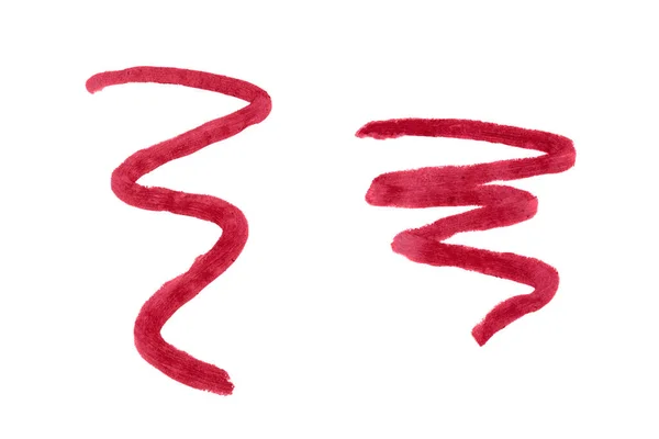 Udar Czerwonej Wargi Izolowany Białym Tle Lip Ołówek Skoku Dla — Zdjęcie stockowe