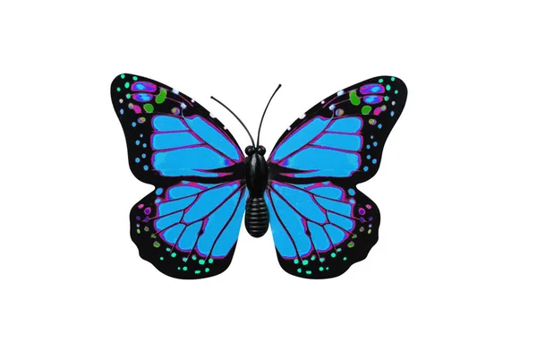 Mavi Kelebek Beyaz Arka Planda Izole Edilmiş Tasarım Elementi Olarak — Stok fotoğraf