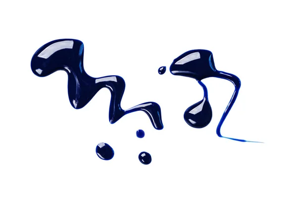 Amostra Azul Escura Esmalte Gel Isolado Fundo Branco Esfregaço Verniz — Fotografia de Stock
