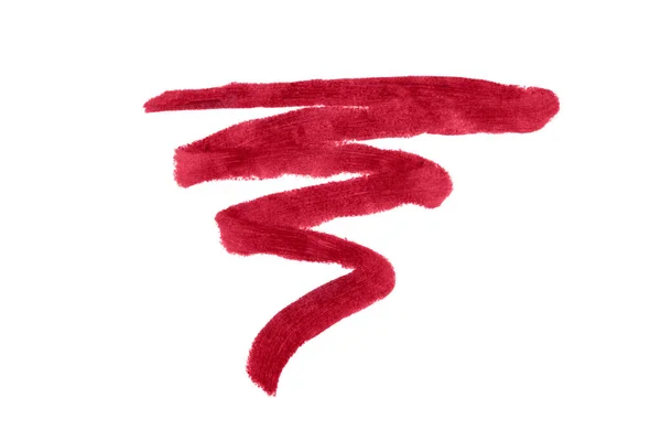 Kırmızı Dudak Kalemi Vuruşu Beyaz Arka Planda Izole Edilmiş Tasarım — Stok fotoğraf
