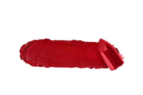 红色口红在白色背景上被隔离 用于设计的口红笔刷 — 图库照片