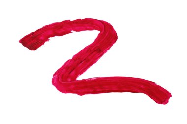 Beyaz arkaplanda kırmızı ruj izi var. Tasarım için fırça darbesi ya da ıslak göz farı.