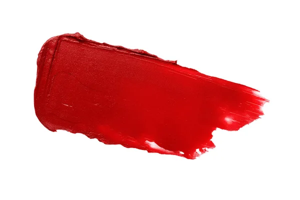 红色口红在白色背景上被隔离 粉刷口红或湿眼影图案 — 图库照片