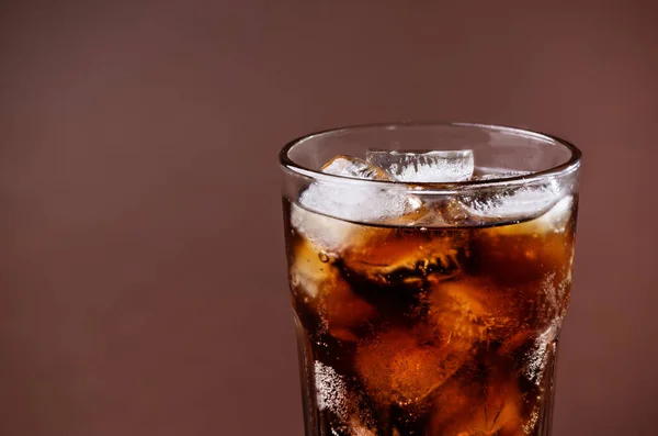 Glass Cola Drink Ice Cubes Fresh Cold Sweet Cola Drink — Stock Photo, Image