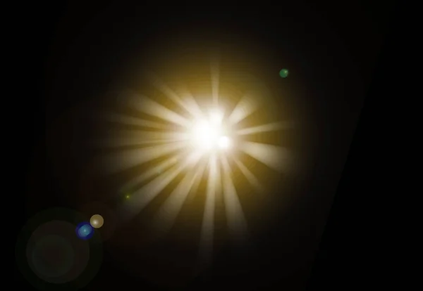 Солнечная Вспышка Черном Фоне Солнечные Лучи Черном Дизайна — стоковое фото