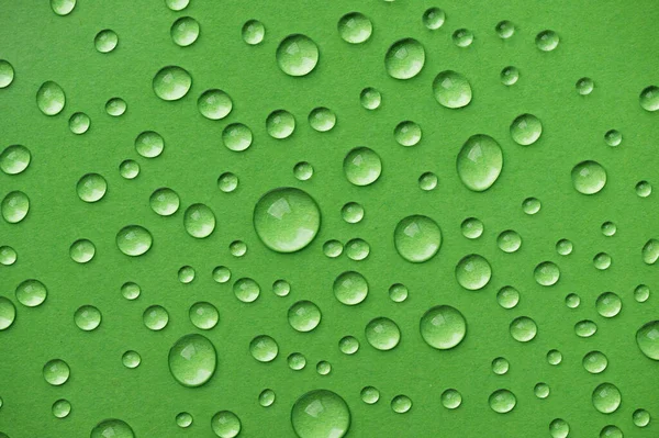 Gotas Agua Sobre Fondo Verde Abstracto Agua Gotas Textura — Foto de Stock