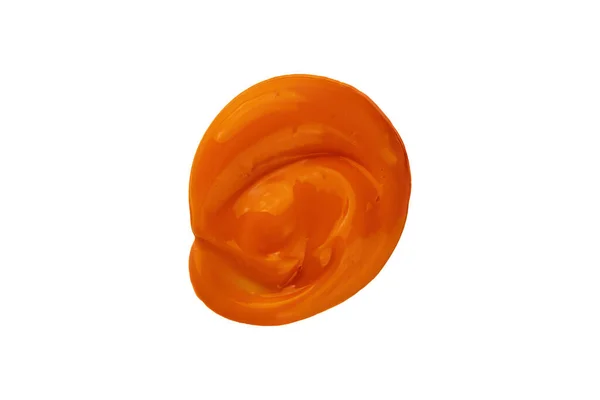 Μια Κουταλιά Κρέμα Πορτοκάλι Αντηλιακή Κρέμα Swatch Απομονώνονται Λευκό Φόντο — Φωτογραφία Αρχείου