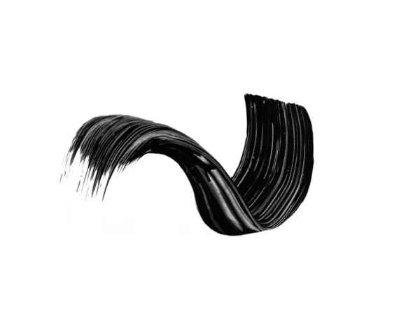 Black Mascara Brushstroke Swatch Isolated White Background Cosmetic Mascara Smudged — Stock Photo, Image