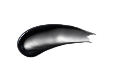 Siyah kömür maskesi lekesi beyaz arka planda izole edilmiş. Tasarım için soyut siyah kömür jeli smear.