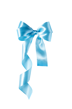 Mavi kurdeleli yay, tasarım için şeffaf arkaplanda izole edilmiş. Tatil ambalajı ve dekorasyon tasarımı için saten lüks kurdele yayı.