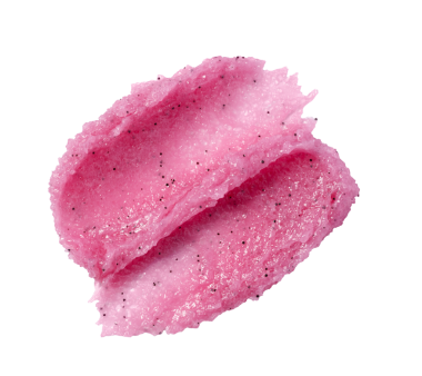 Şeffaf arka planda izole edilmiş pembe çilek fırçasının karışık dokusu. SPA 'da vücut ve yüz için meyve temizleyicisi. Tasarım için vücut bakımı fırçası.