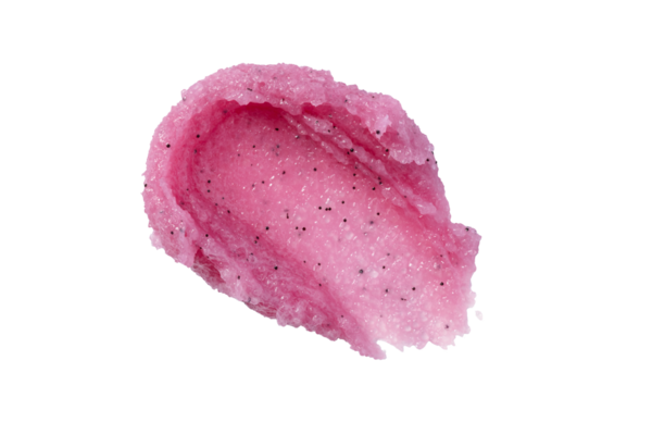 Pembe ahududu fırçasının karışık dokusu şeffaf arka planda izole edilmiş. SPA 'da vücut ve yüz için meyve temizleyicisi. Tasarım için vücut bakımı fırçası.