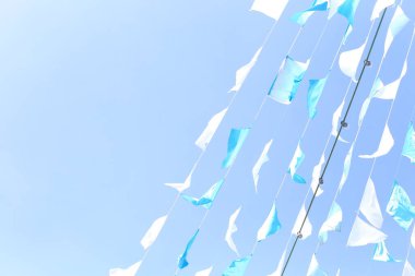 Mavi Kanarya Adaları 'nda bir direğe asılı mavi bayraklar