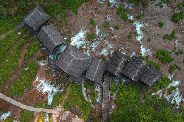 Cluster Wooden Watermills Jajce Were Used Local Farmer Stock Photo