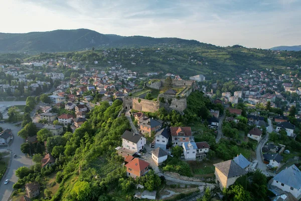Légi Felvétel Jajce Városról Bosznia Hercegovinában Stock Fotó