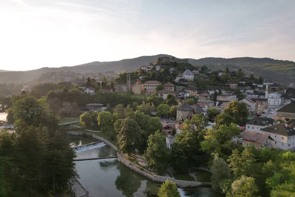 Uma Vista Jajce Bósnia Herzegovina Imagens Royalty-Free