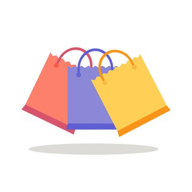 Renkli alışveriş torbaları, düz stil.