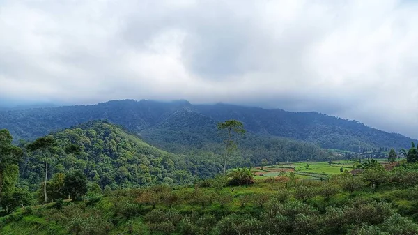 Paisagem Vista Montanha Com Natureza Verde Céu Azul — Fotografia de Stock