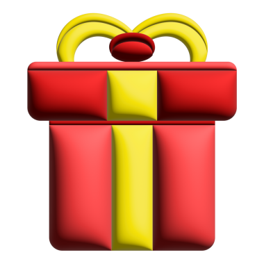 Kurdeleli kırmızı bir hediye kutusunun 3 boyutlu resimlerini şişir