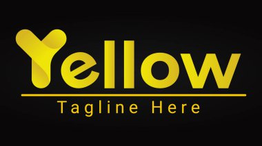 Sarı Harf Tipografisi. Beyaz arkaplanda vektör illüstrasyonu Sarı renk. Etiket, işaret, sembol, simge için tasarım ögesi 