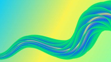 Yeşil soyut dalgalı renkler, düz eğriler harmanlama çizgileri gradyan plan