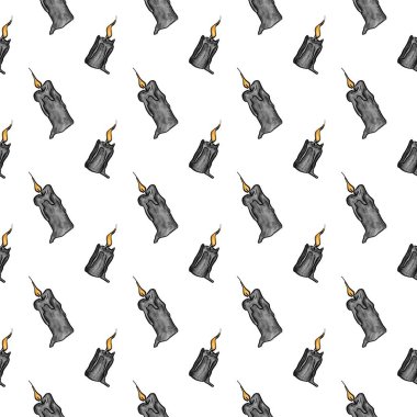 Suluboya cadılar bayramı siyahı desenli el çizimi.