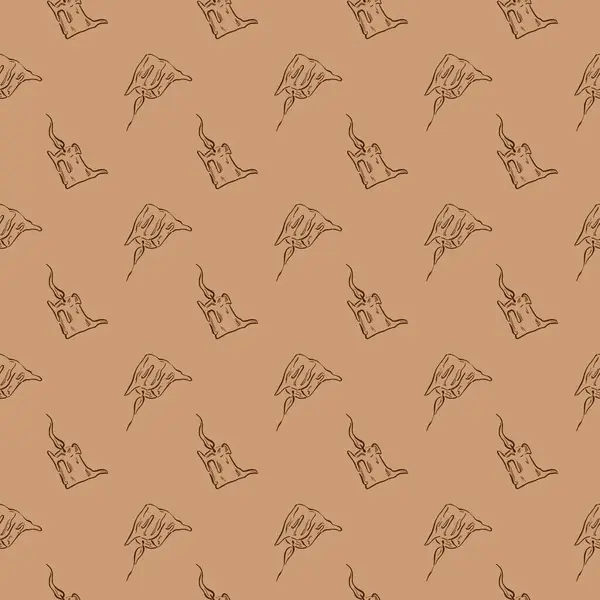hand drawn seamless pattern with hand drawn silhuette of burning