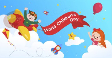 Dünya Çocuk Günü düz çizim konsepti