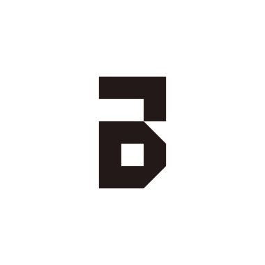 D harfi numara 6 kare geometrik sembol basit logo vektörü