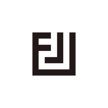 Harf FJ, kare şekilli geometrik sembol basit logo vektörü