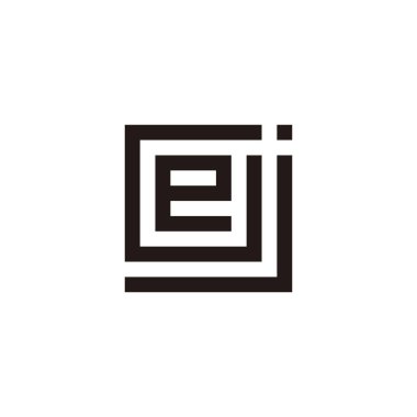 J harfi, G ve e kare geometrik sembol basit logo vektörü