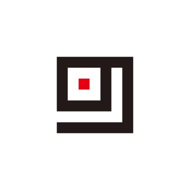 G kapalı harfi, kare nokta geometrik sembol basit logo vektörü