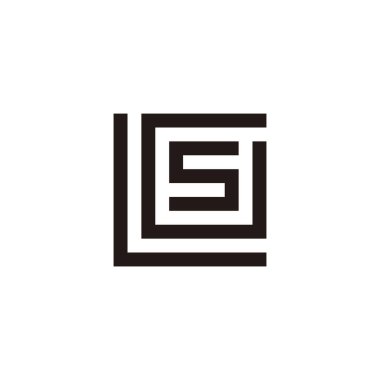 L harfi, G ve s kare geometrik sembol basit logo vektörü