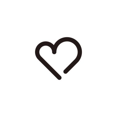 M harfi kalp, ana hat, eğri geometrik sembol basit logo vektörü