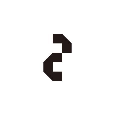 Letter C number 2 square geometric symbol simple logo vector